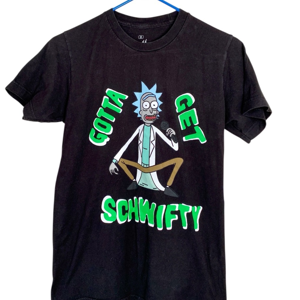 Rick And Morty Mens Small Gotta Get Schwifty Rick Singing Funny Black Shirt